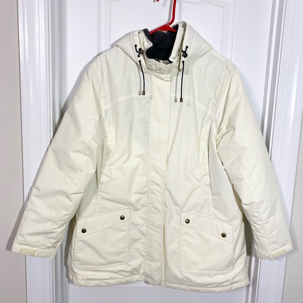 Lands’ End Thermacheck Windcheck Parka Cream XL (18-20) Petite